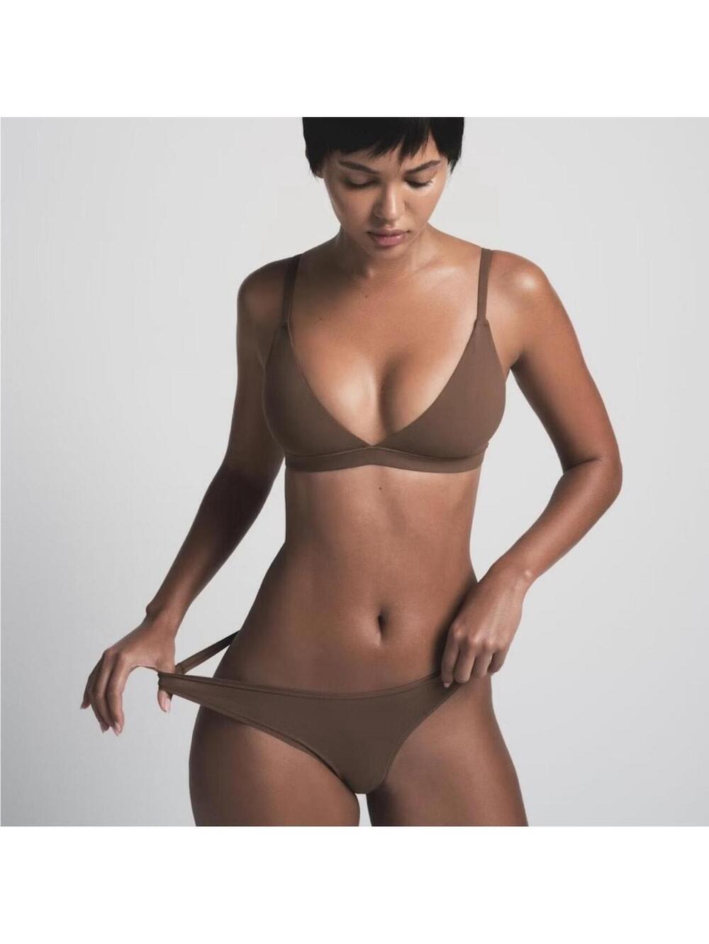 SKIMS Triangle Bralette Cocoa XXS Buttery Soft Wireless Stretch NWT